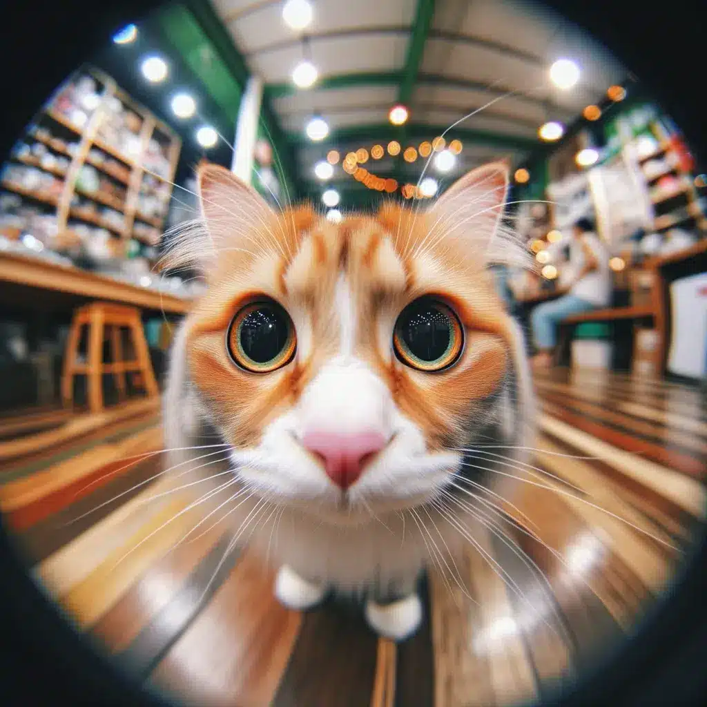 Katt stirrar in i kameran